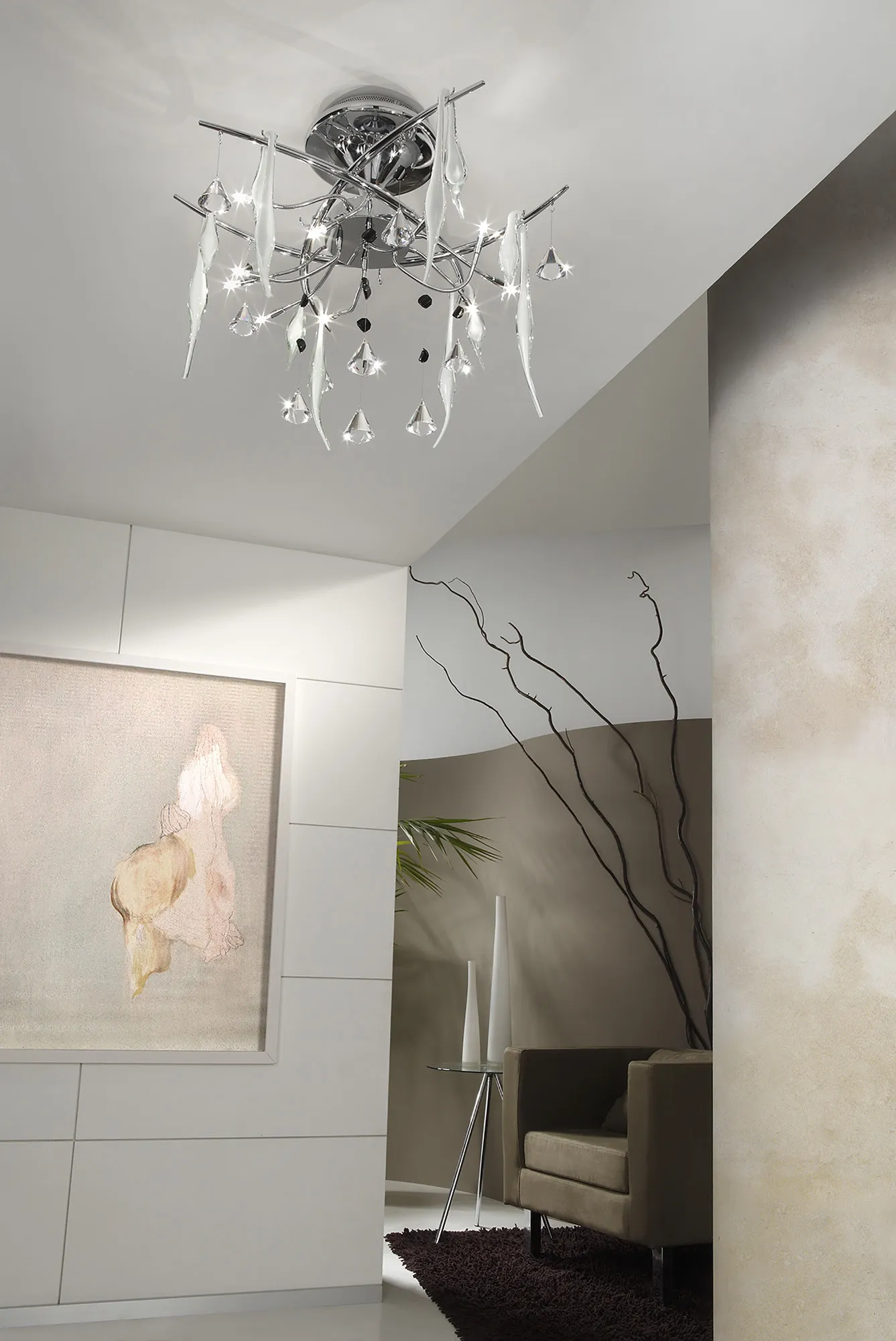 Cygnet Crystal Ceiling Lights Diyas Flush Crystal Fittings